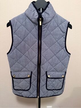 Daniel Cremieux Quilted Vest in Light Blue with Navy Trim
